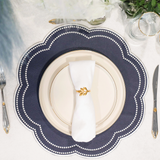 NURTURE BLUE FAUX LEATHER SCALLOPED PLACEMAT