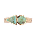 Blue Turquoise Shape Golden Bronze Ring