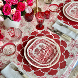 TIMELESS RED SCALLOPED FAUX LEATHER PLACEMAT (Set Of 4)