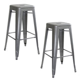 Amerihome Bs0302Pk Loft Silver Metal Bar Stool - 2 Piece