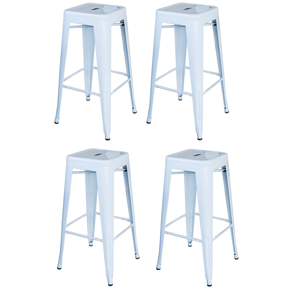 Amerihome Bs030Wset Loft White 30 In. Metal Bar Stool 4 Piece