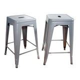 Loft Silver 24 Inch Metal Bar Stool 2 Piece