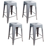 Loft Silver 24 Inch Metal Bar Stool 4 Piece