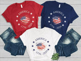 America 250th Anniversary T-Shirt – Vintage 1776 USA Flag Graphic Tee, Remastered Heavy Cotton Semiquincentennial Top, Soft Lived-In Heavyweight Commemorative Shirt, Made in USA