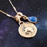 Capricorn - Zodiac Blue Lapis Golden Charm Necklace