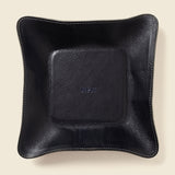 CASUPO Black Leather Travel Valet Tray, Full Grain, Personalizable