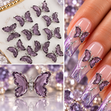 Queen - Nail Charms 10pc - #333 Silver Dark Purple Butterflies