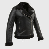 Chelsea Women's Leather Jacket Faux Shearling