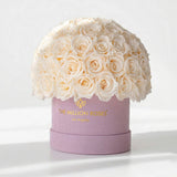 Classic Light Pink Suede Superdome Box | White Roses