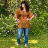 Aanya Adjustable Short Kaftan – Boho Kaftan Tunic Made from Reclaimed Sari