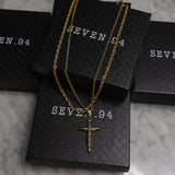 Crucifix Pendant Rope Gold Set