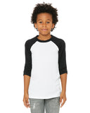 Youth 34Sleeve Baseball TShirt WHITE BLAcK M(D0102H7KXZ2)