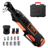 VEVOR 3/8 Cordless Electric Ratchet Wrench Set, 12V 33 Ft-lbs Power Ratchet Tool Kit, 45-Min Fast Charge, 2-Pack 2.0Ah Battery,