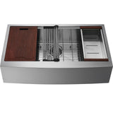 VEVOR Farmhouse Kitchen Sink, 304 Stainless Steel Drop-In Sinks, Single Bowl Basin with Ledge & Accessories, Household Dishwashe