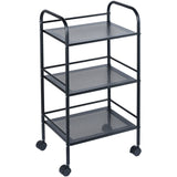 VEVOR 3-Tier Metal Rolling Cart, Heavy Duty Utility Cart with Lockable Wheels, Multi-Functional Storage Trolley with Handle for