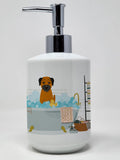 Border Terrier in Bathtub Ceramic Soap Dispenser Hand Soap Dispenser Pump Bottles for Bathroom Kitchen, Empty Refillable Liquid