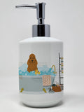 Red Cocker Spaniel in Bathtub Ceramic Soap Dispenser Hand Soap Dispenser Pump Bottles for Bathroom Kitchen, Empty Refillable Liq