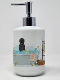 Black Russian Terrier in Bathtub Ceramic Soap Dispenser Hand Soap Dispenser Pump Bottles for Bathroom Kitchen, Empty Refillable