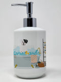 White Boxer in Bathtub Ceramic Soap Dispenser Hand Soap Dispenser Pump Bottles for Bathroom Kitchen, Empty Refillable Liquid Soa