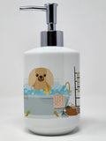 Fawn Sable Pekingese in Bathtub Ceramic Soap Dispenser Hand Soap Dispenser Pump Bottles for Bathroom Kitchen, Empty Refillable L