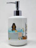 Black Tan Cocker Spaniel in Bathtub Ceramic Soap Dispenser Hand Soap Dispenser Pump Bottles for Bathroom Kitchen, Empty Refillab