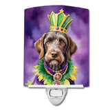 NEW German Wirehaired Pointer King of Mardi Gras Ceramic Night Light Compact, UL-Certified, Ideal for Bedroom, Bathroom, Nursery