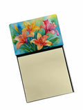 NEW Lilies in Watercolor Sticky Note Holder Refillable Dispenser Self-Sticky Note Pads, Memo Pads Blank Desk Accessories