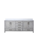 Distressed Grey Double Bath Vanity 80 in. W x 22 in. D, with White Quartz Top