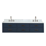Blue Double Bath Vanity 80 in. W x 22 in. D, Carrara Marble Top, and Faucet Set