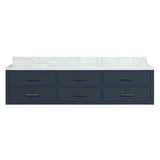Blue Double Bath Vanity 80 in. W x 22 in. D, with Carrara Marble Top