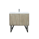 Rustic Acacia Bath Vanity 36 in. W x 20 in. D, Cultured Marble Top and Chrome Faucet Set