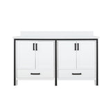 White Double Bath Vanity 60 in. W x 22 in. D, with Cultured Marble Top