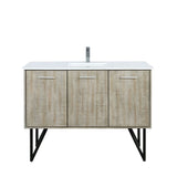 Rustic Acacia Bath Vanity 48 in. W x 20 in. D, Cultured Marble Top and Chrome Faucet Set