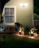 Outdoor LED Dual Head Wall Spot Light 2 Light Dusk to Dawn, White Finish 6"H