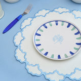 CRESSIDA BLUE & WHITE SCALLOPED FABRIC PLACEMAT