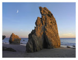Crescent Moon Over El Matador Beach, Malibu, California-Paper Art-18,,X14,,