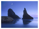 Sea Stacks At Dusk Along Bandon Beach With Rising Moon, Oregon-Paper Art-18,,X14,,