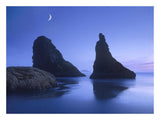 Sea Stacks At Dusk Along Bandon Beach With Rising Moon, Oregon-Paper Art-26,,X20,,