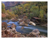 Virgin River Flowing Through Canyon In Autumn, Zion National Park, Utah-Paper Art-34,,X26,,