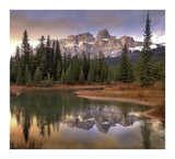 Castle Mountain And Boreal Forest Reflected In Lake, Banff National Park, Alberta-Paper Art-18,,X16.24,,
