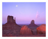 East And West Mittens, Buttes At Sunrise With Full Moon, Monument Valley, Arizona-Paper Art-22,,X18,,