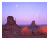 East And West Mittens, Buttes At Sunrise With Full Moon, Monument Valley, Arizona-Paper Art-26,,X22,,