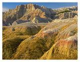 Eroded Buttes Showing Layers Of Sedimentary Rock, Badlands National Park, South Dakota-Paper Art-18,,X14,,