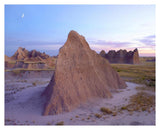 Crescent Moon Over Landscape Showing Erosional Features, Badlands National Park, South Dakota-Paper Art-37,,X30,,