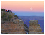 Tourists Enjoying Sunset And Rising Full Moon At Yaki Point, Grand Canyon National Park, Arizona-Paper Art-42,,X32,,