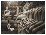 Young Buddhist Monk Praying, Thailand (Sepia)-Paper Art-42,,X32,,