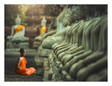 Young Buddhist Monk Praying, Thailand-Paper Art-26,,X20,,