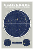 Southern Star Chart Blue Gray -Paper Art-22X32