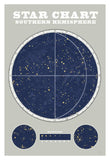 Southern Star Chart Blue Gray -Paper Art-26X38