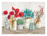 Floral Composition With Mason Jars-Paper Art-26,,X20,,